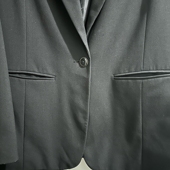 Rafaella One Button Blazer Jacket Size 14 Black Womens Shoulder Pads - Picture 5 of 11